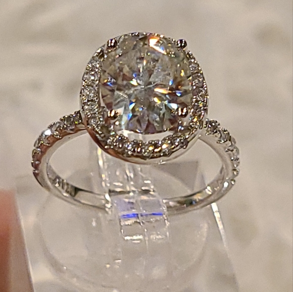 Moissanite 3 Carat Oval cut Ring - Picture 3 of 17